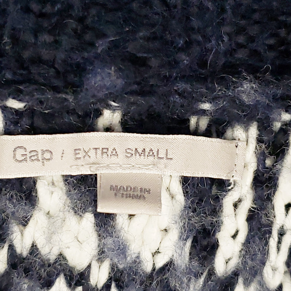 Gap Dark Blue White Chunky Knit Shawl Collar Cardigan Size Extra Small - Picture 3 of 7